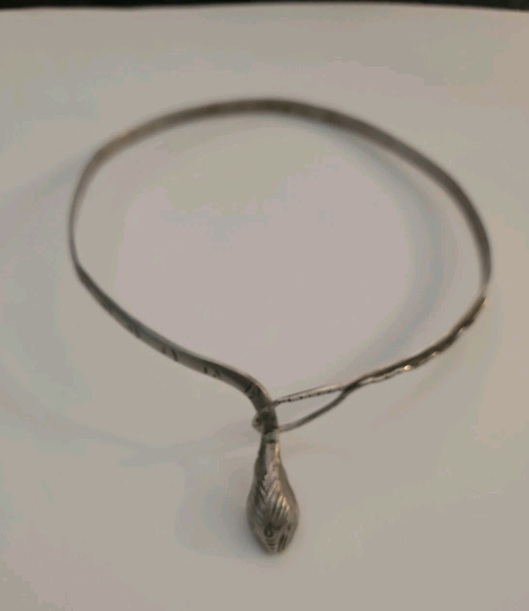 Silver Tone Guardian SNAKE Necklace Hook and Eye Choker
