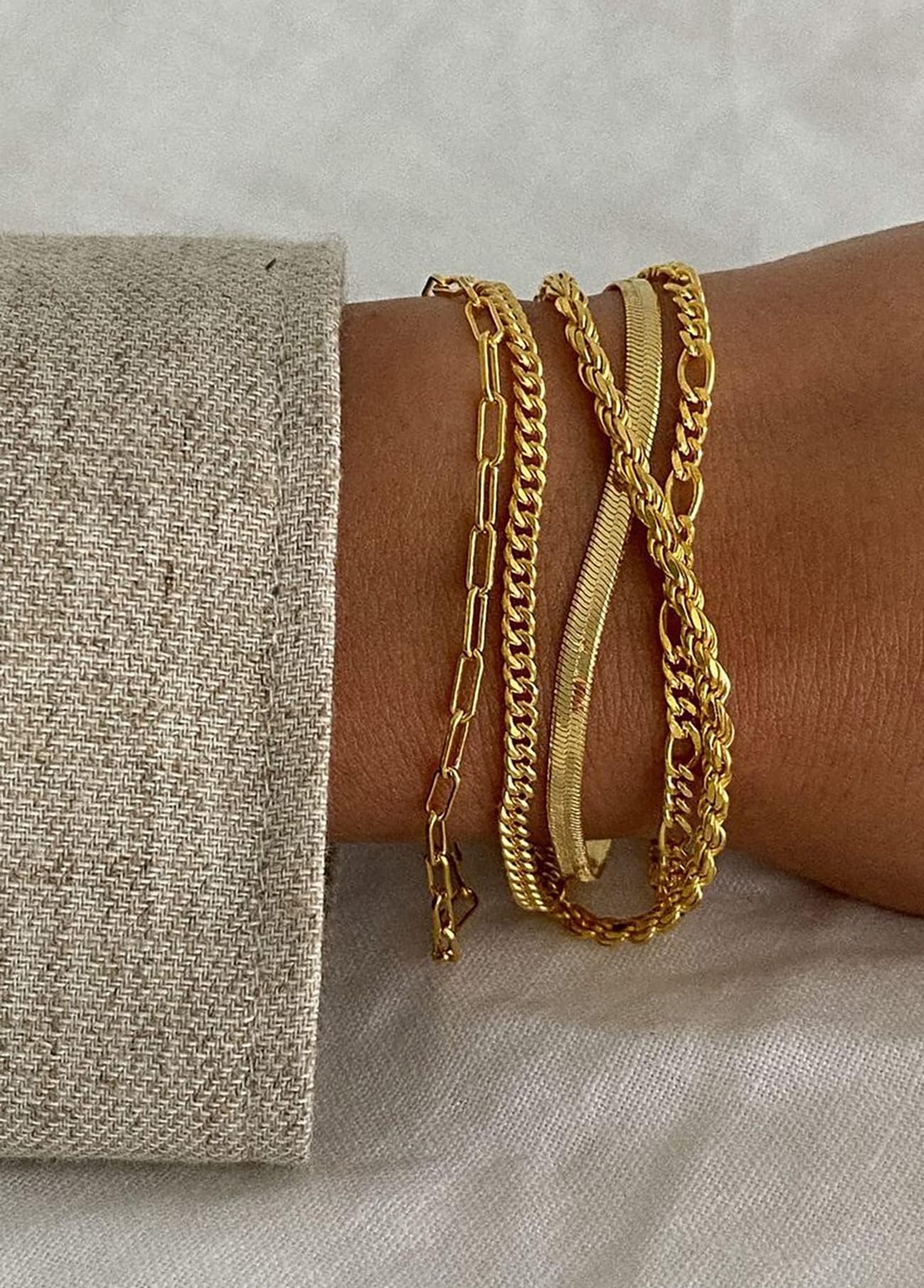 DEARMAY 14K Gold Plated Bracelets for Women Jewelry Sets for Trendy Dainty St…