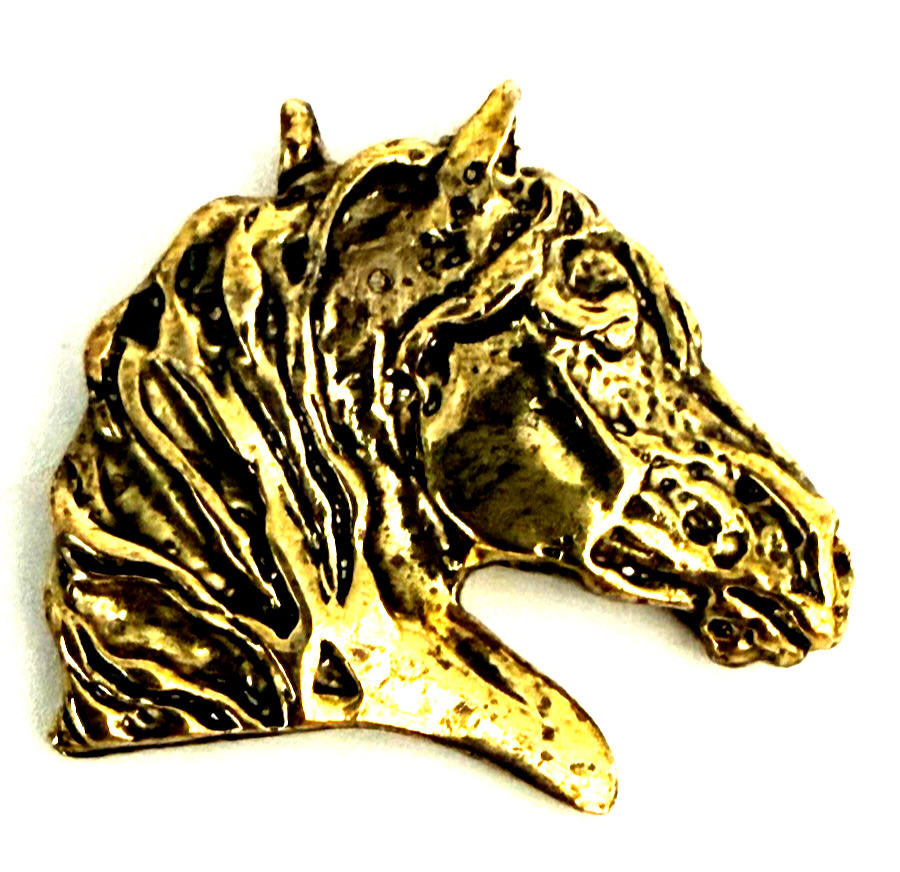 Signed Beverly Zimmer .75″ Equestrian Horse Head Gold Tone Charm/ Pendant