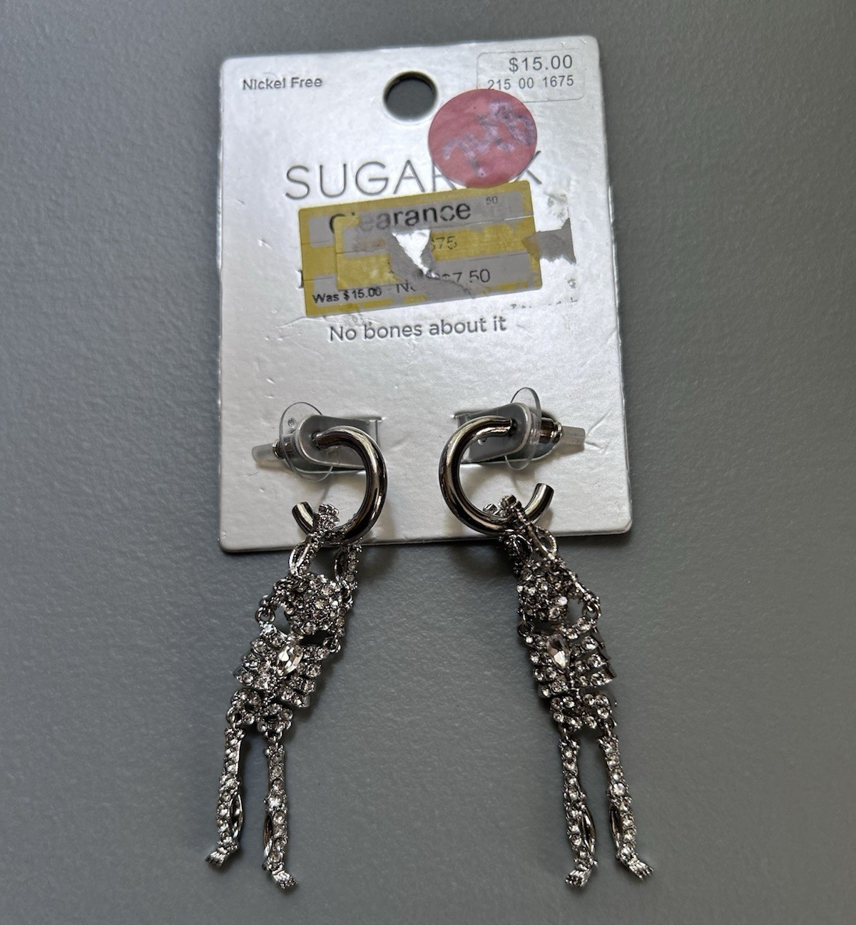 SUGARFIX by BaubleBar Skeleton Rhinestone Dangle Hoop Earrings
