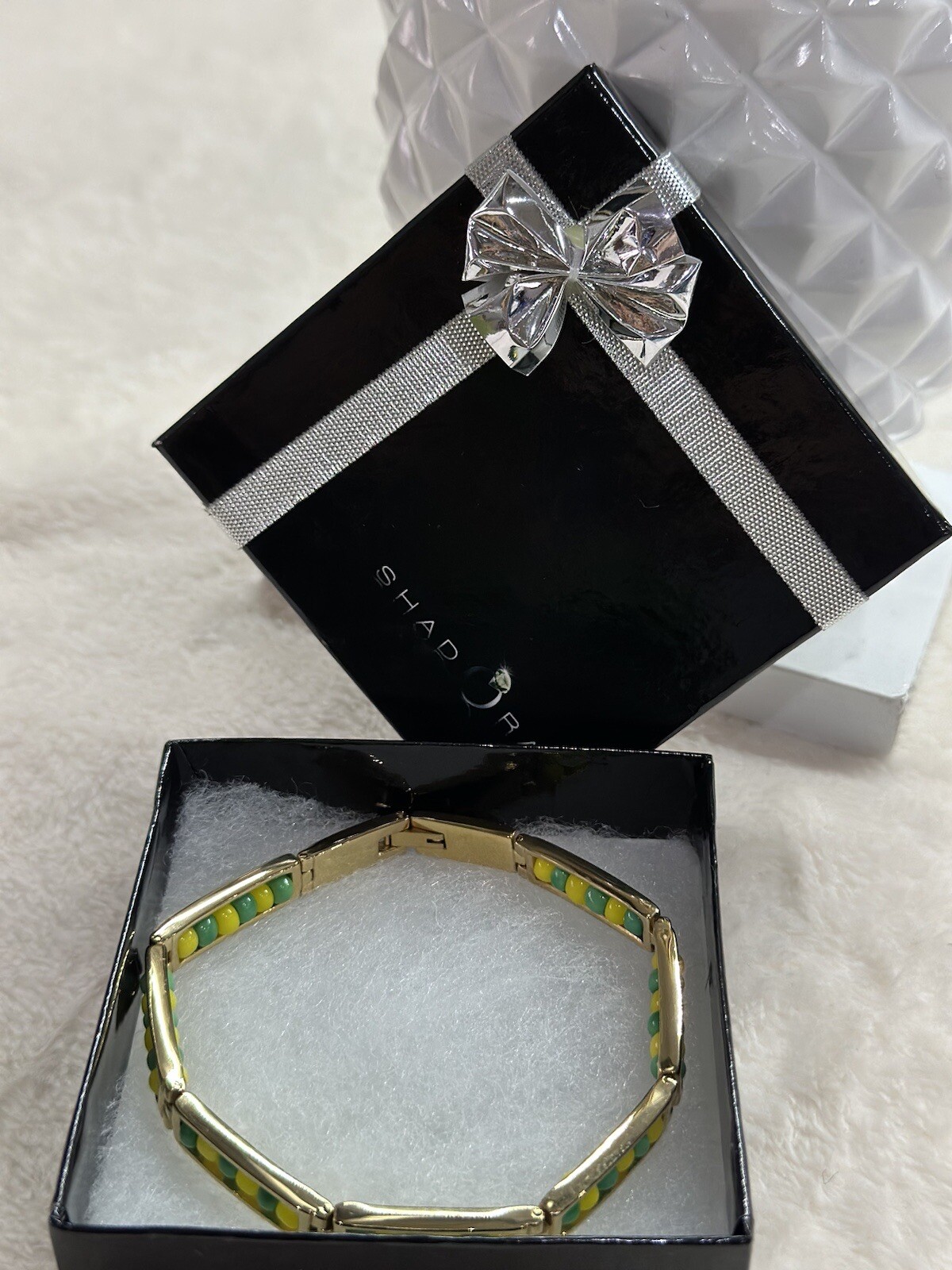 Stainless Steel Green Yellow Beads Amulet Protection Orula Bracelet 8-9 Inches