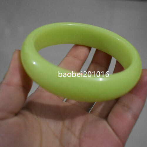 Natural Luminous Green Fluorite Bangle Glow In The Dark Bracelet 60-62mm