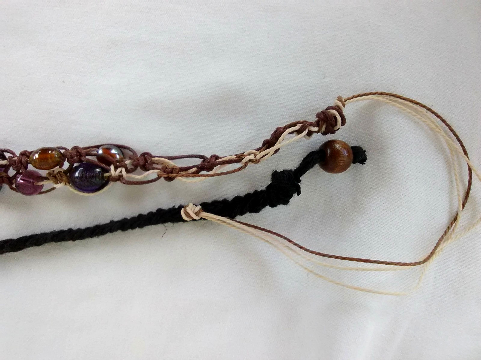 2 lot 16″ Necklace 11″Anklet Convertible Hemp Adj Unisex ” Boho USA Seller New