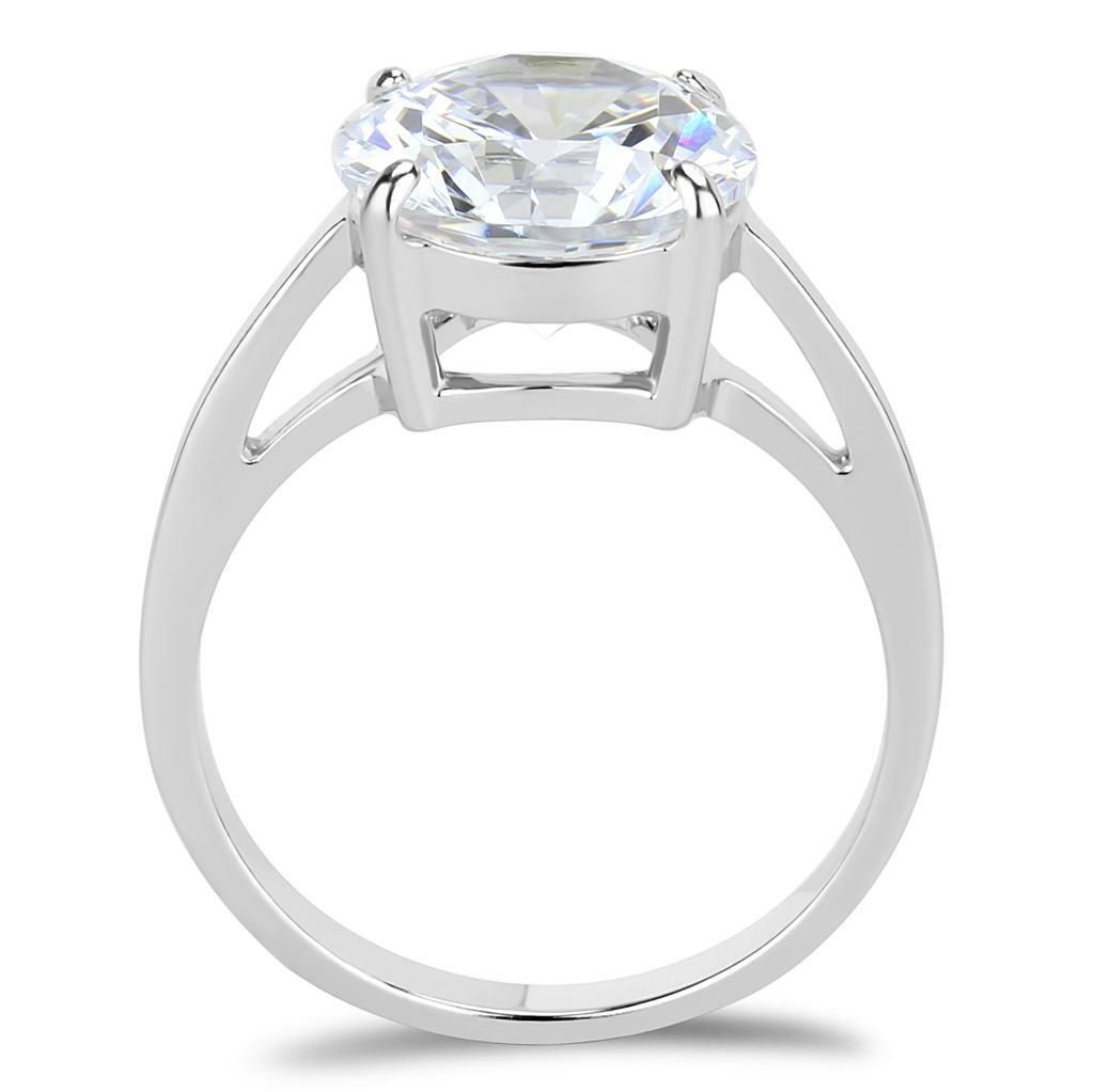 TK3428 – High polished (no plating) Stainless Steel Ring with AAA Grade CZ in