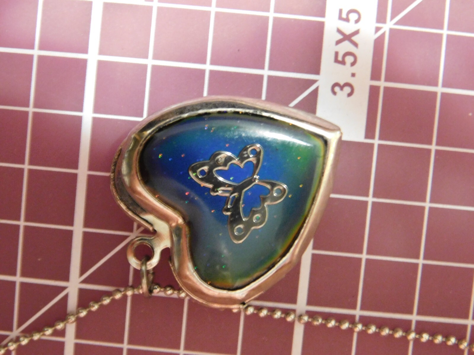 Marked Adult Jewels 18.5″ Butterfly Mood-Stone Photo-Locket Necklace Lobster #9
