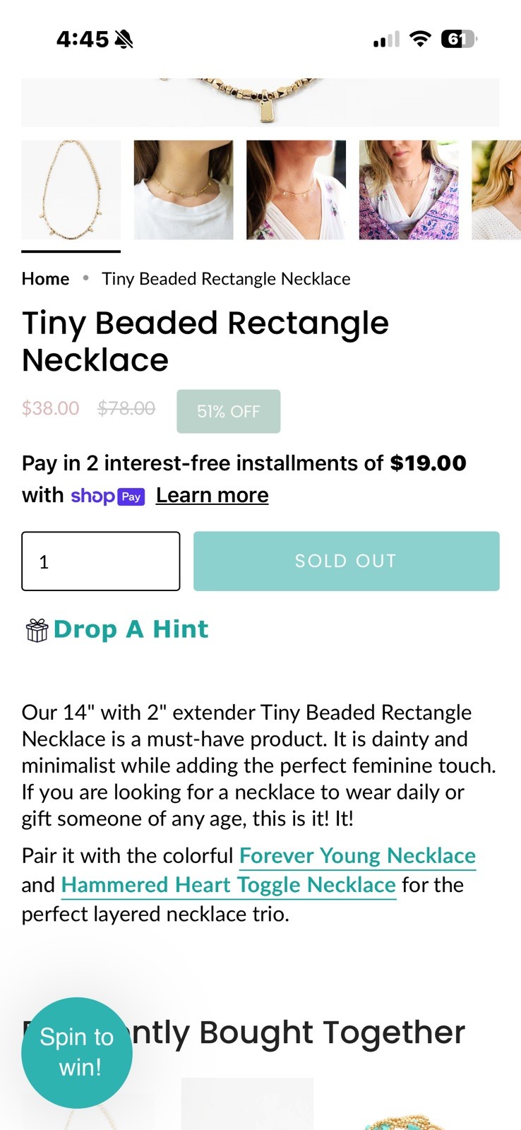 Erin McDermott Tiny Beaded Rectangle Necklace