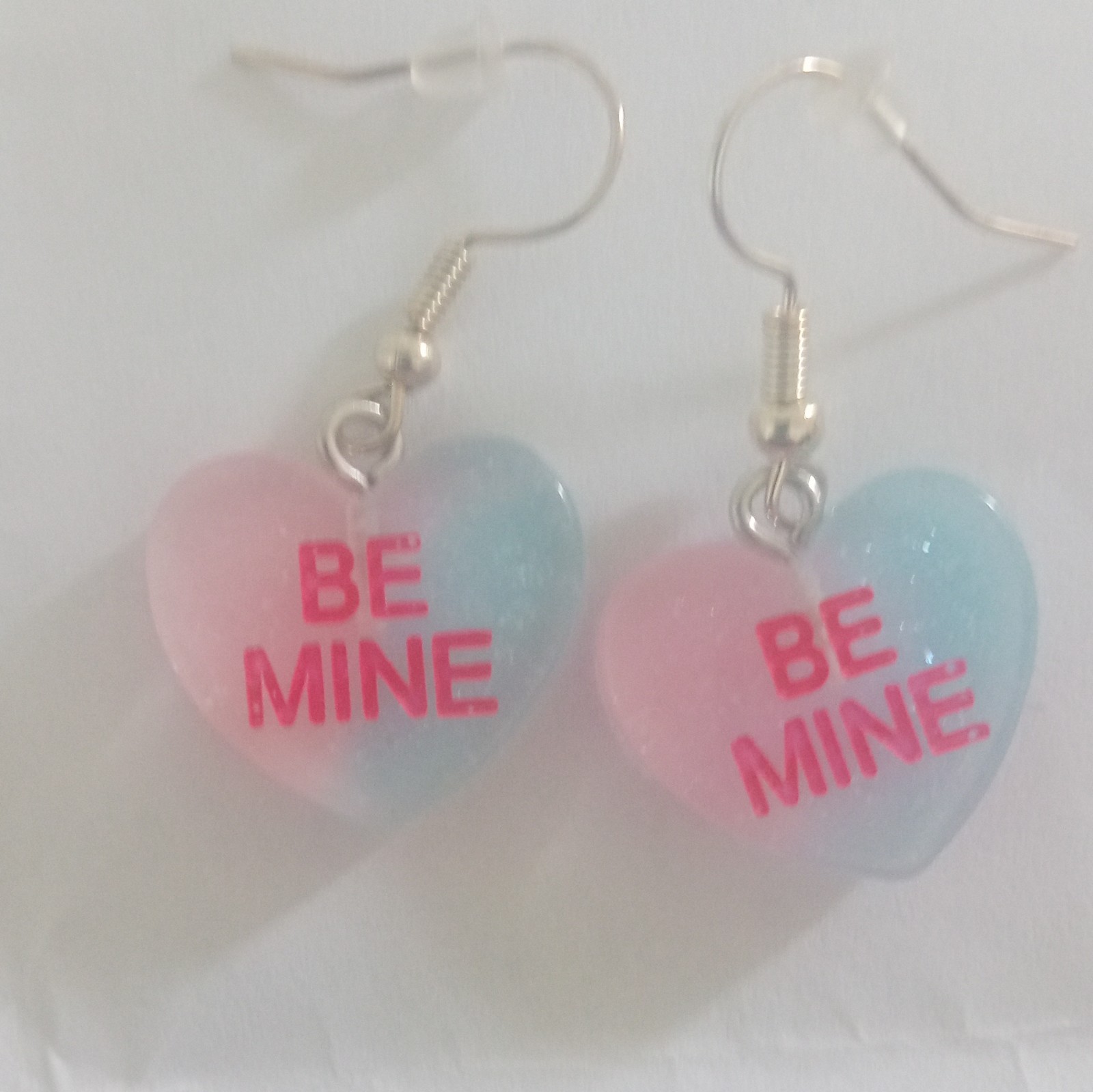 Multicolor Plastic Novelty Heart Dangle/Drop Hook Earrings Lot of 3, No Stone
