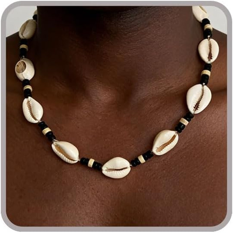 Puka Shell Necklace Men Beaded Beach Necklaces for Men Surfer Necklace Black Bro