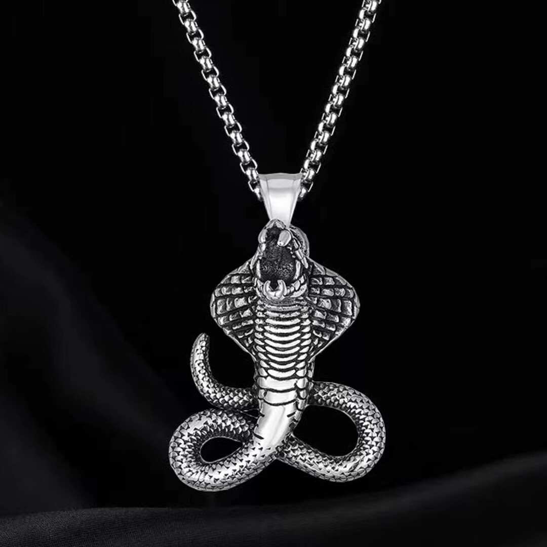 Mens Unisex Retro Animal Snake Pendant Necklace Punk Goth Rock Biker Jewelry 24″