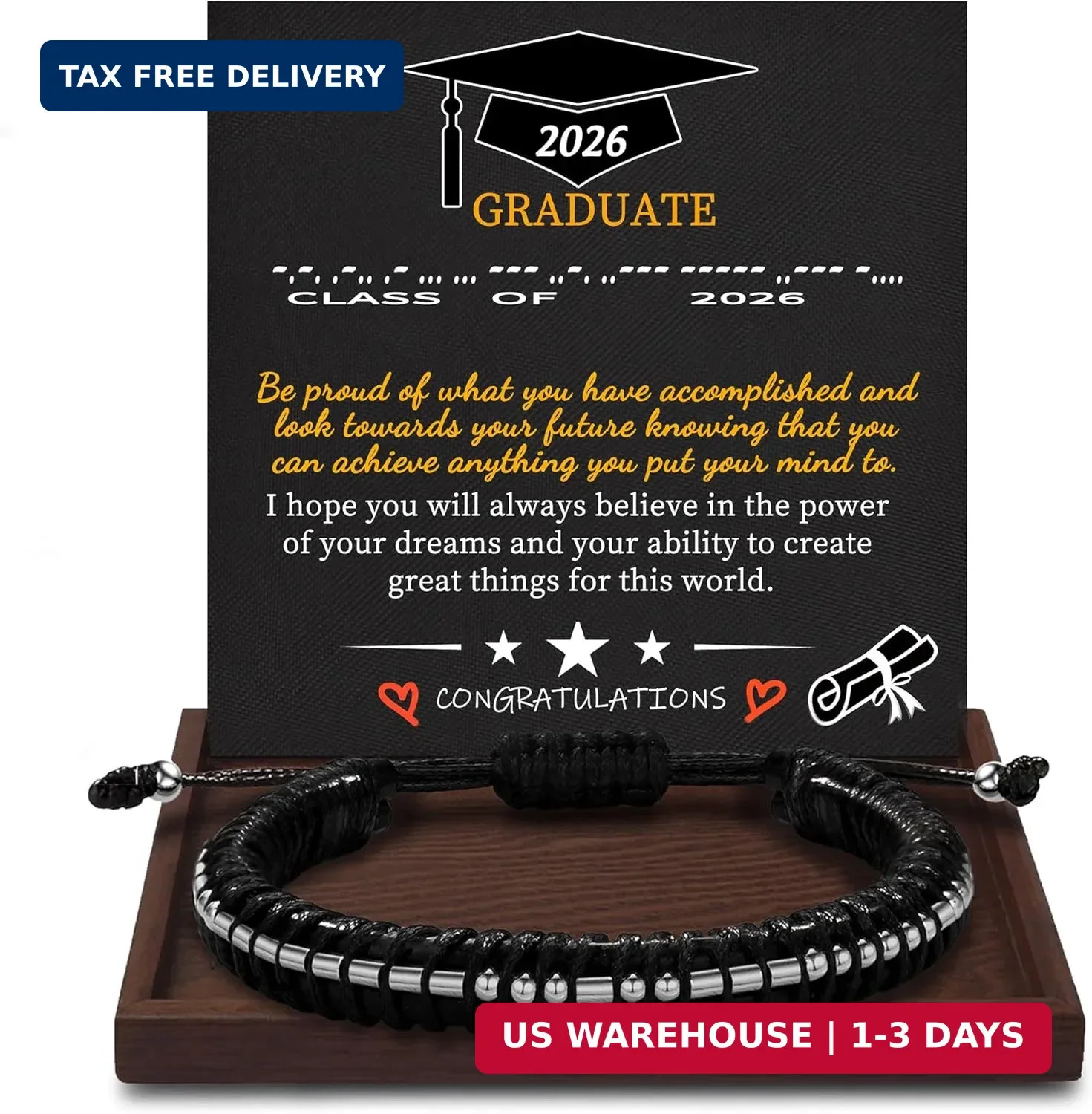 Btysun Fathers Day Gift, Gifts for Men Morse Code Bracelets for Men 2026 Graduat