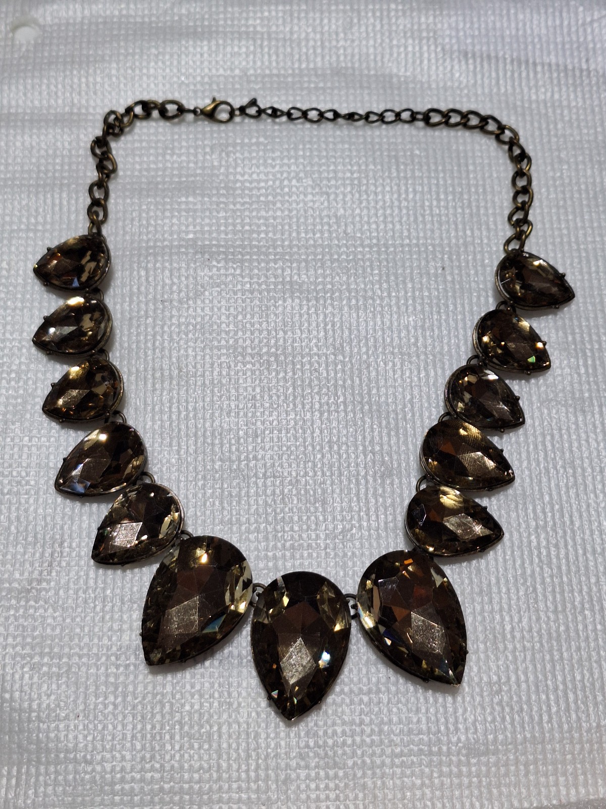 J.Crew Grand Stone Statement Necklace Amber Crystal Collet Necklace