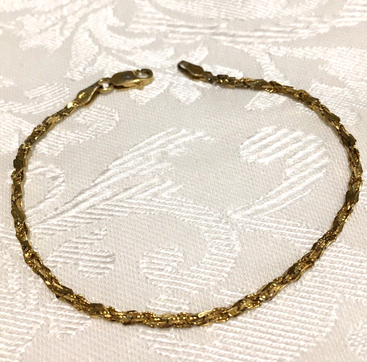Sterling Silver 925 Italy Chain Gold Tone Vermeil Bracelet 7″