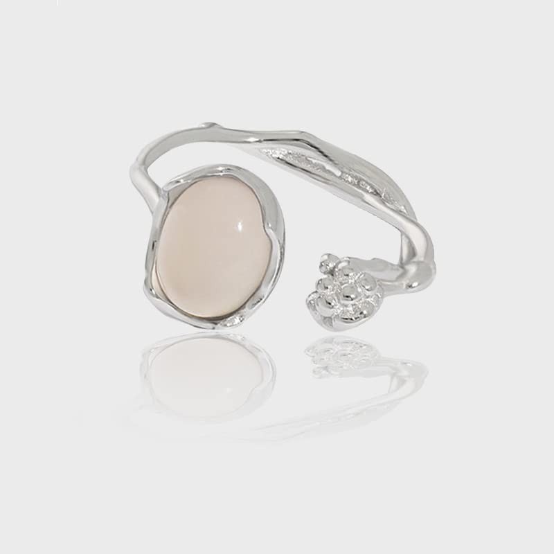 Pingyongchang Y2K Rings Set Irregular Agate Opal Natural Stone Rings Moonston…