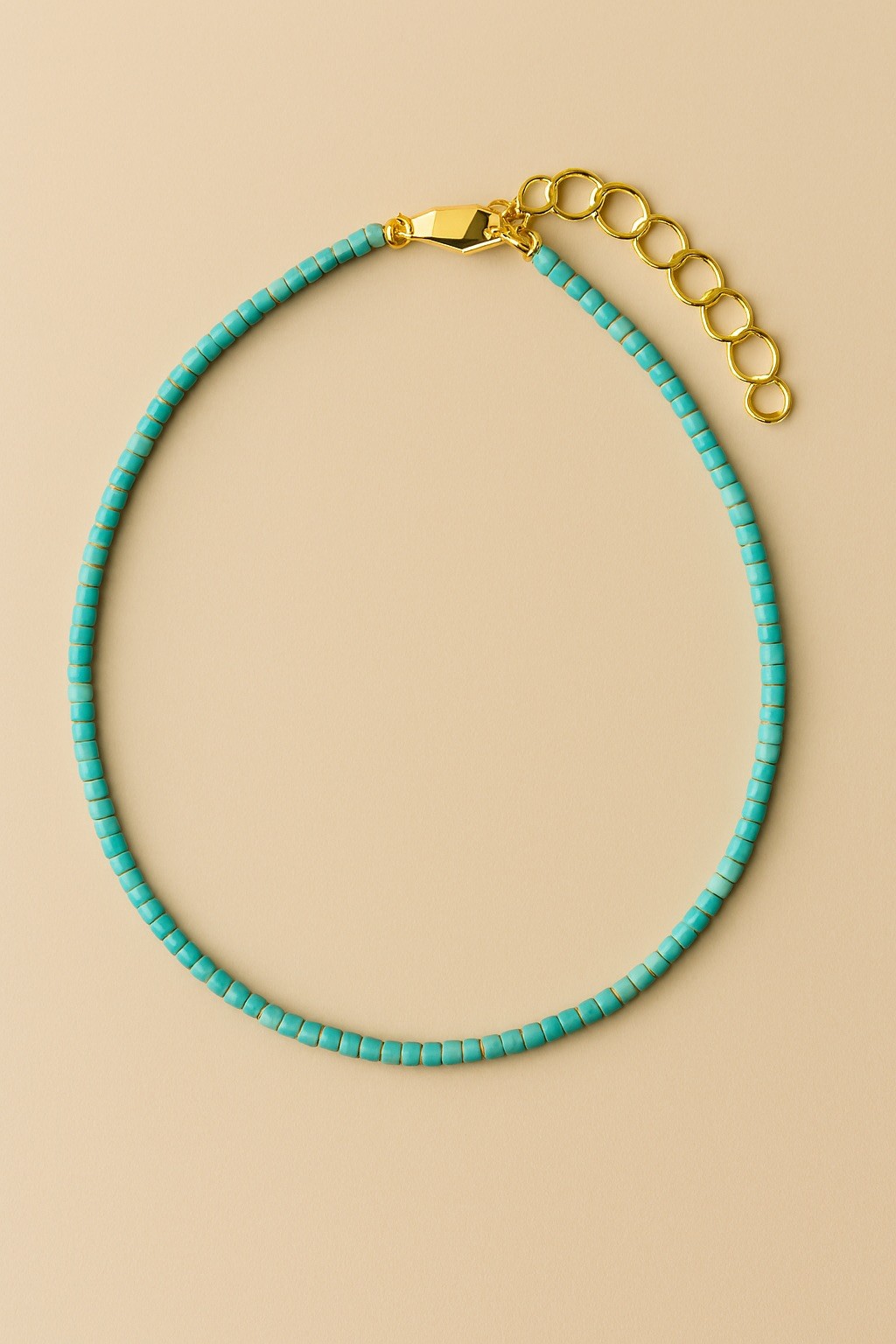 🌊 “TideGlow” Turquoise Beaded Necklace with Gold Lobster Clasp gift for him&her