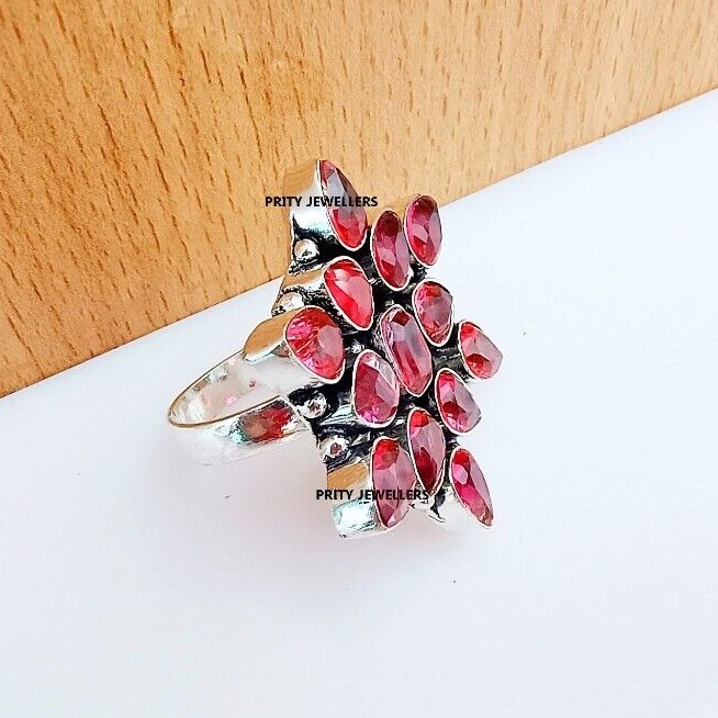Beautiful Pink Imperial Topaz Silver Plated Handmade Ring , All Size Available