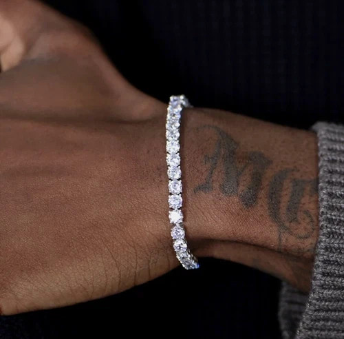 18k White Gold Plated 5mm Round Simulated Diamond Tennis Bracelet Bridal Jewelry