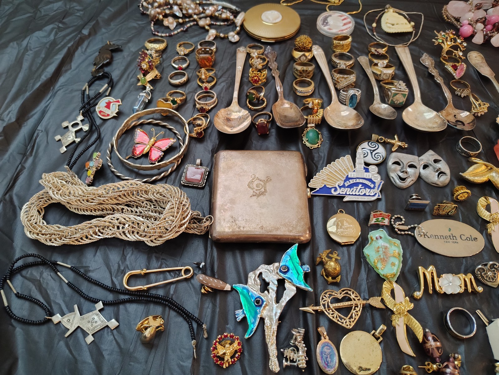 Beautiful Jewelry Lot 100+ Pieces Brooches Rings/Earrings +no gold no silver
