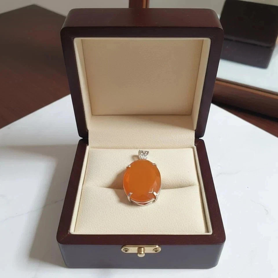 Certified Natural Opal Oval Cut Orange 925 Solid Silver Pendant 102 Ct Gemstone