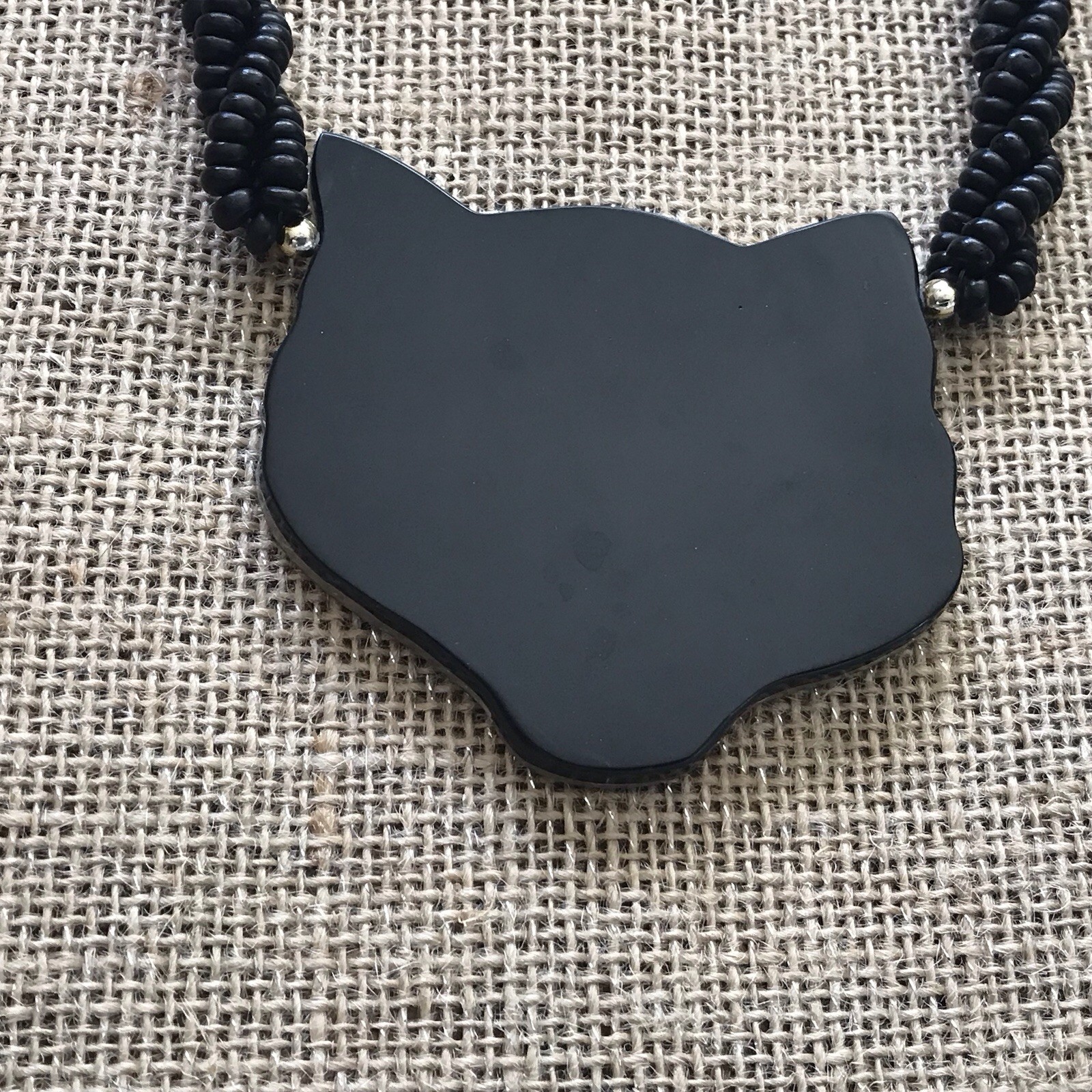 Cat Face Shell Inlay Necklace – Mosaic Kitty 3”