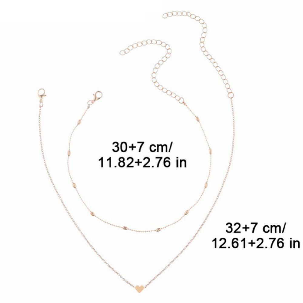 Jewelry Pendant 925 Silver Gold Heart Choker Chunky Chain Bib Necklace Women GF