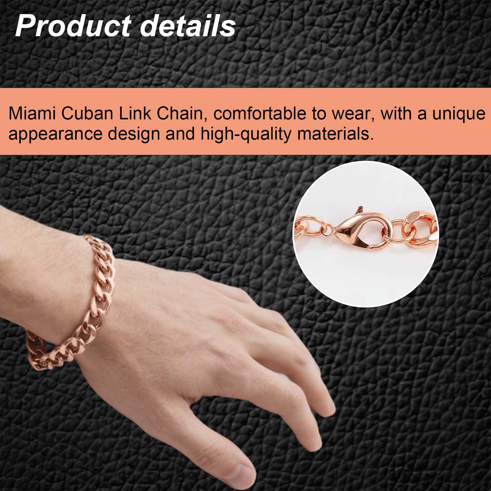 Men’s Pure Copper Chunky Bracelet – 9″ Non-Tarnish Cuban Link Wrist Chain Gift