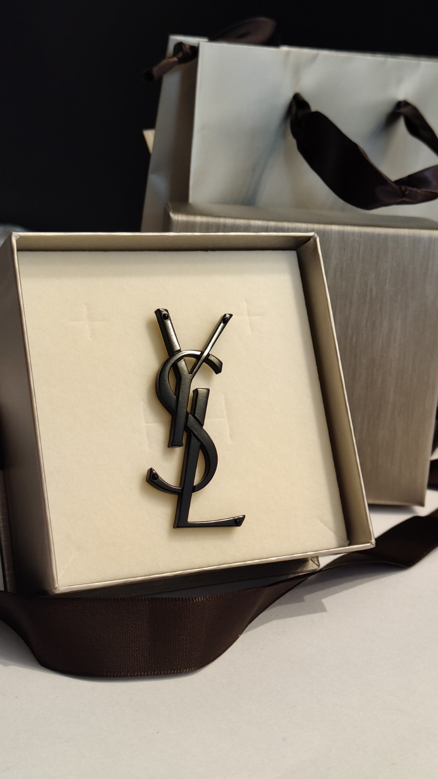 YSL BLACK Yves Saint Laurent Original Vintage Brooch Brooch Brooch Brooch