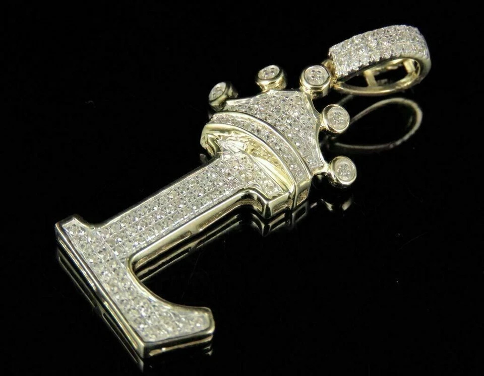 “L” Initial Letter Pendant In 2Ct Round Simulated Diamond 14k Yellow Gold Plated