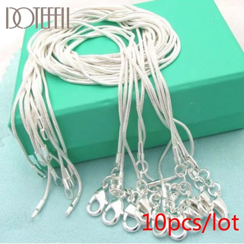 10PCS wholesale 925 sterling solid silver 1MM 16-30inch snake chain necklacea