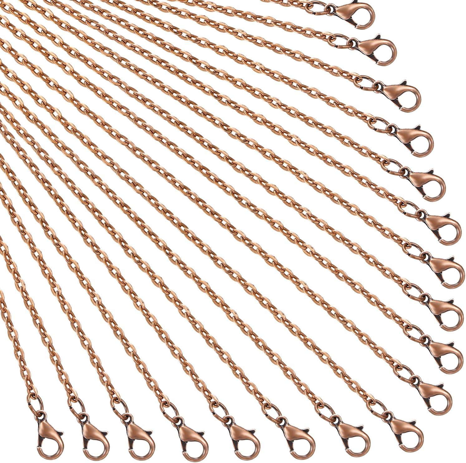Tecunite 24 Pack Antique Red Copper Cable Chain Necklace Twisted Link Chain for