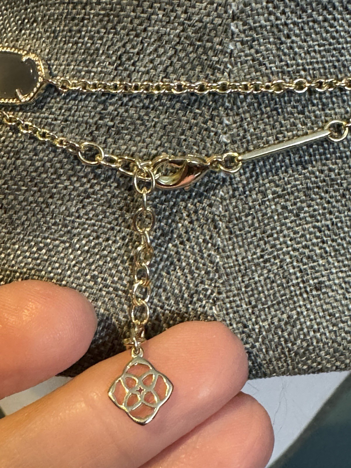 Kendra Scott Kellie long station necklace Gold With Gray Slate Cat Eye Stones