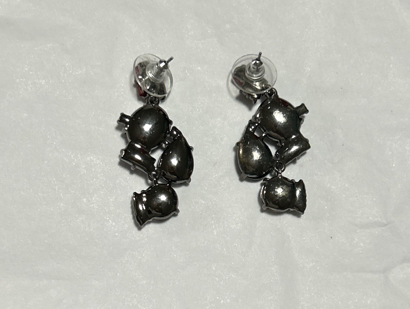 Cabi Rhapsody Earrings Jewel Tone Stones Push Back Post 1.5″ Green Purple Black