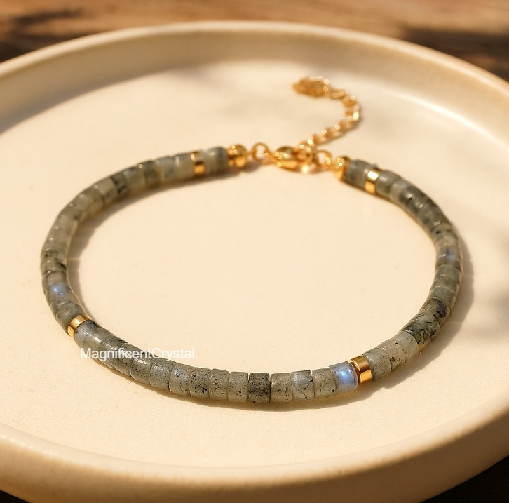 Minimalist Tube Beaded Crystal Stone Bracelet Boho Multicolor Jewelry Reiki Gift