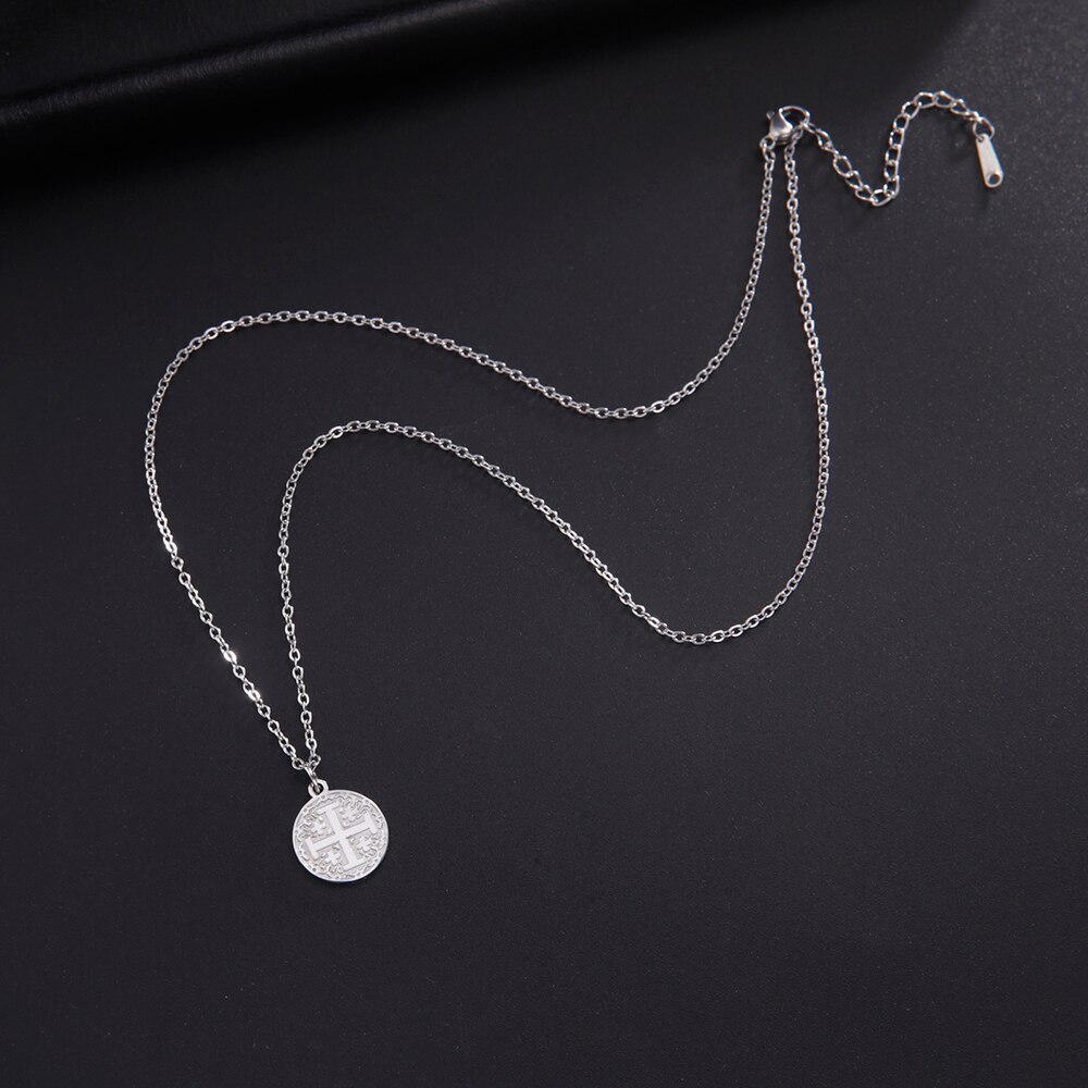 Gold Christianity Jerusalem Cross Pendant Necklace Stainless Steel Chain US