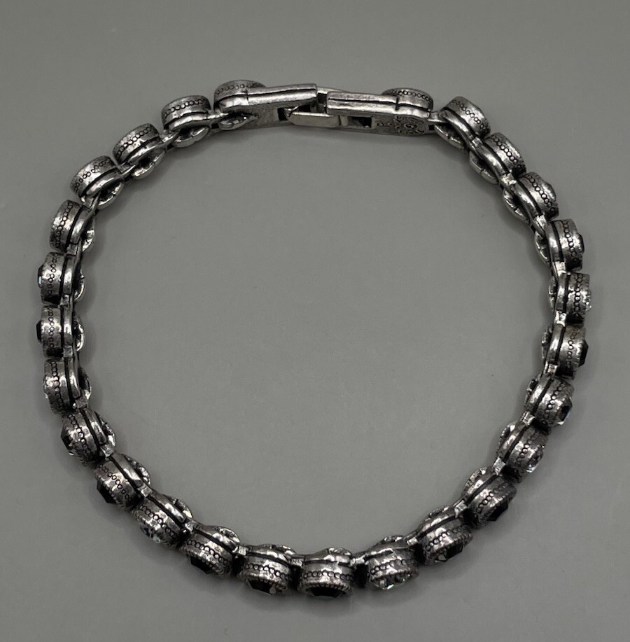 Patricia Locke USA Womens Tennis Bracelet Silver Plate Swarovski Crystal 7” 2006