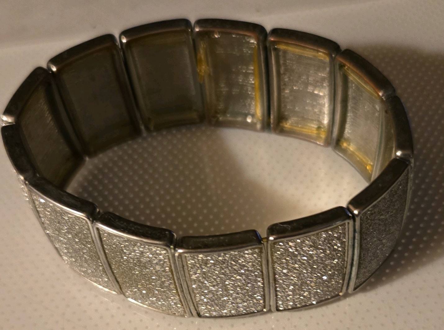 Khol’s Silver-Tone Metal Stretch Bangle Bracelet w/ Textured Rectangle Design