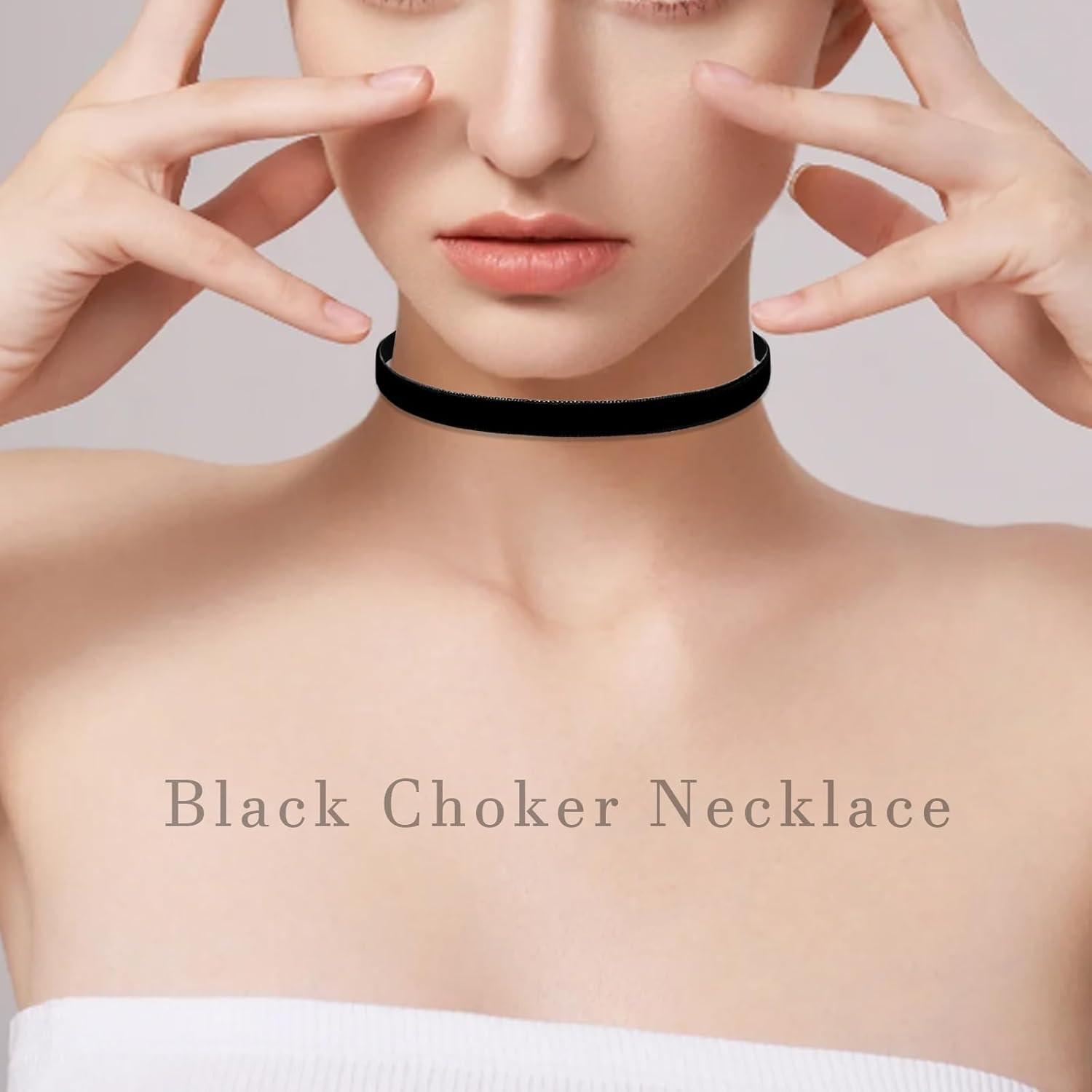 Ronglry 3Pcs Black Choker Necklace for Women Black Velvet Choker Set Layered Bla