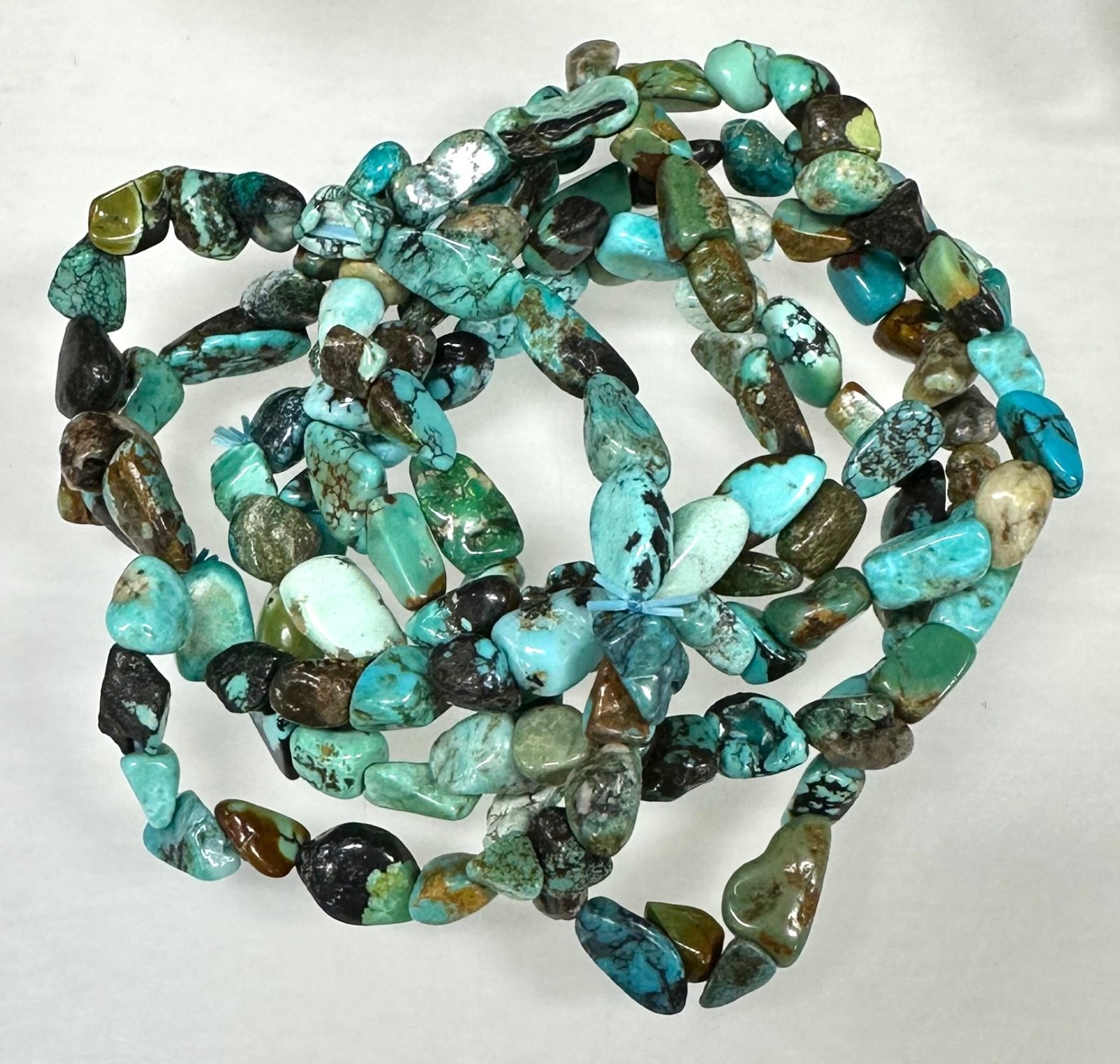 Wholesale 6 Pcs ~7mm Turquoise Natural Crystal Tumble Stretch Bracelet 7.5”