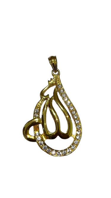 Allah Arabic Calligraphy Pendant Gold Tone Rhinestone Islamic Fashion Jewelry 1.