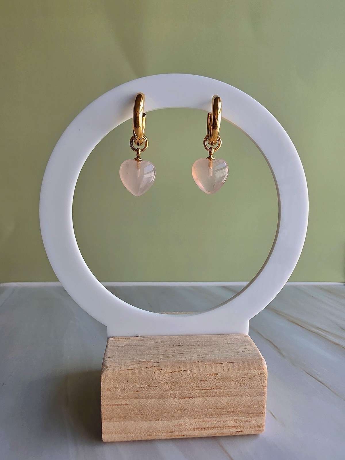 Rose Quartz Earrings 18k Gold Tarnish Free Birthday Gifts For Women