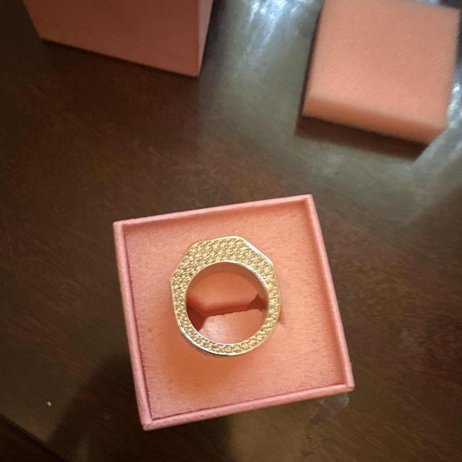 Swarovski Rhodium Plated Pavé Clear Crystal Wide Band Ring Size 6 w/ Box