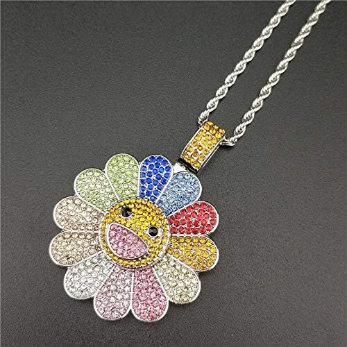 Sunflower Colorful Necklace Murakmi Sunflower Rotatable Pendant Necklace