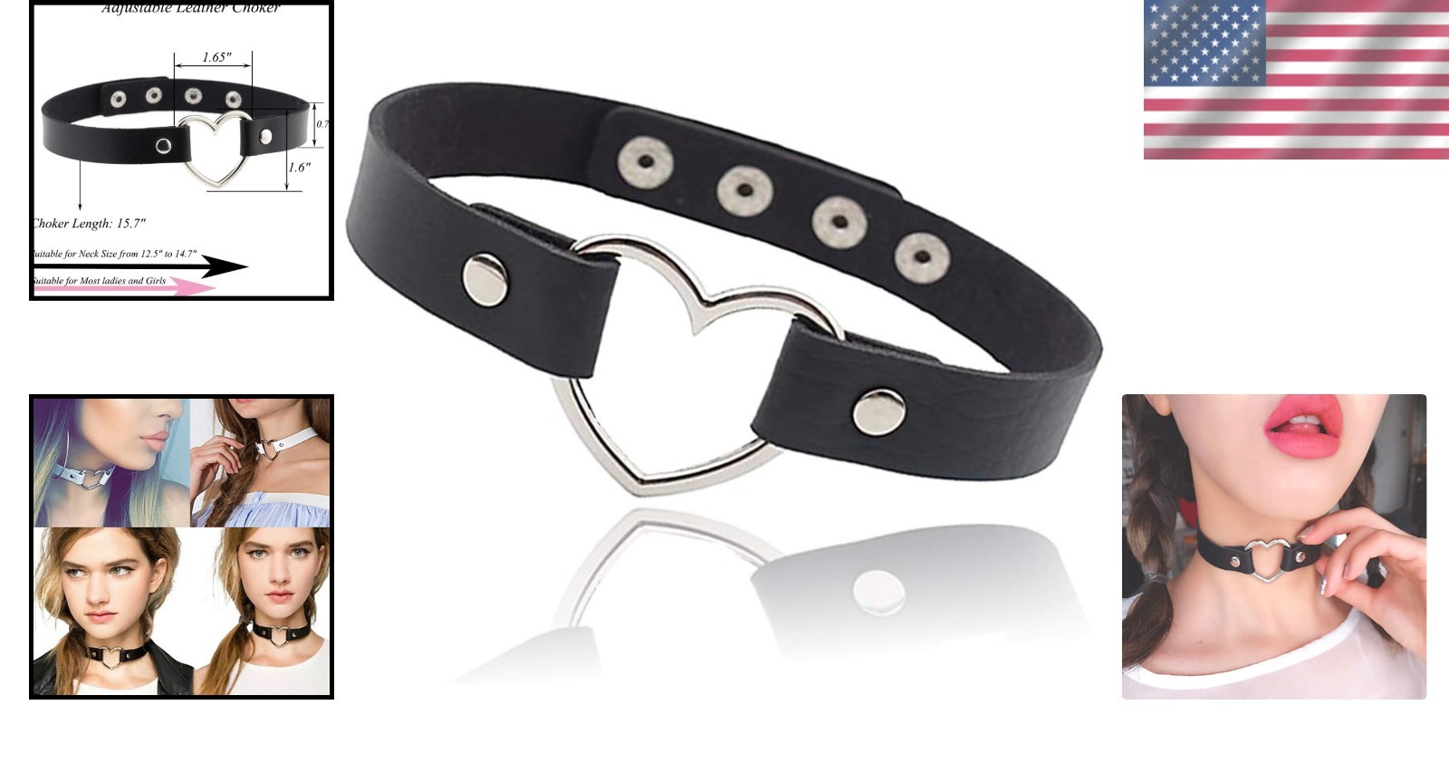 Versatile Love Heart Adjustable Necklace – Chic Gothic Choker for All Occasions