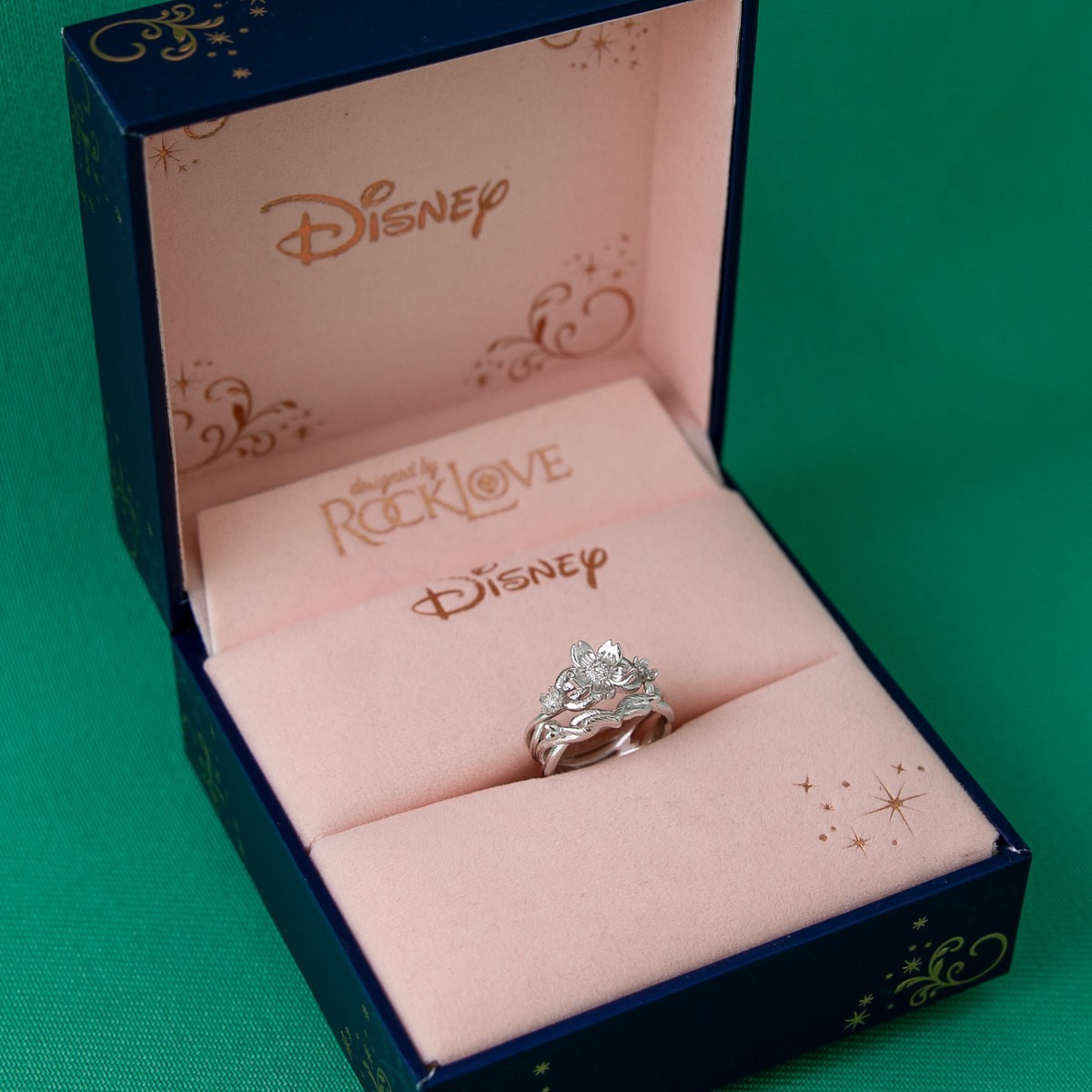 Disney X RockLove ‘Disney Mulan’ Mulan Cherry Blossom Stacker Rings Silver Sz 5