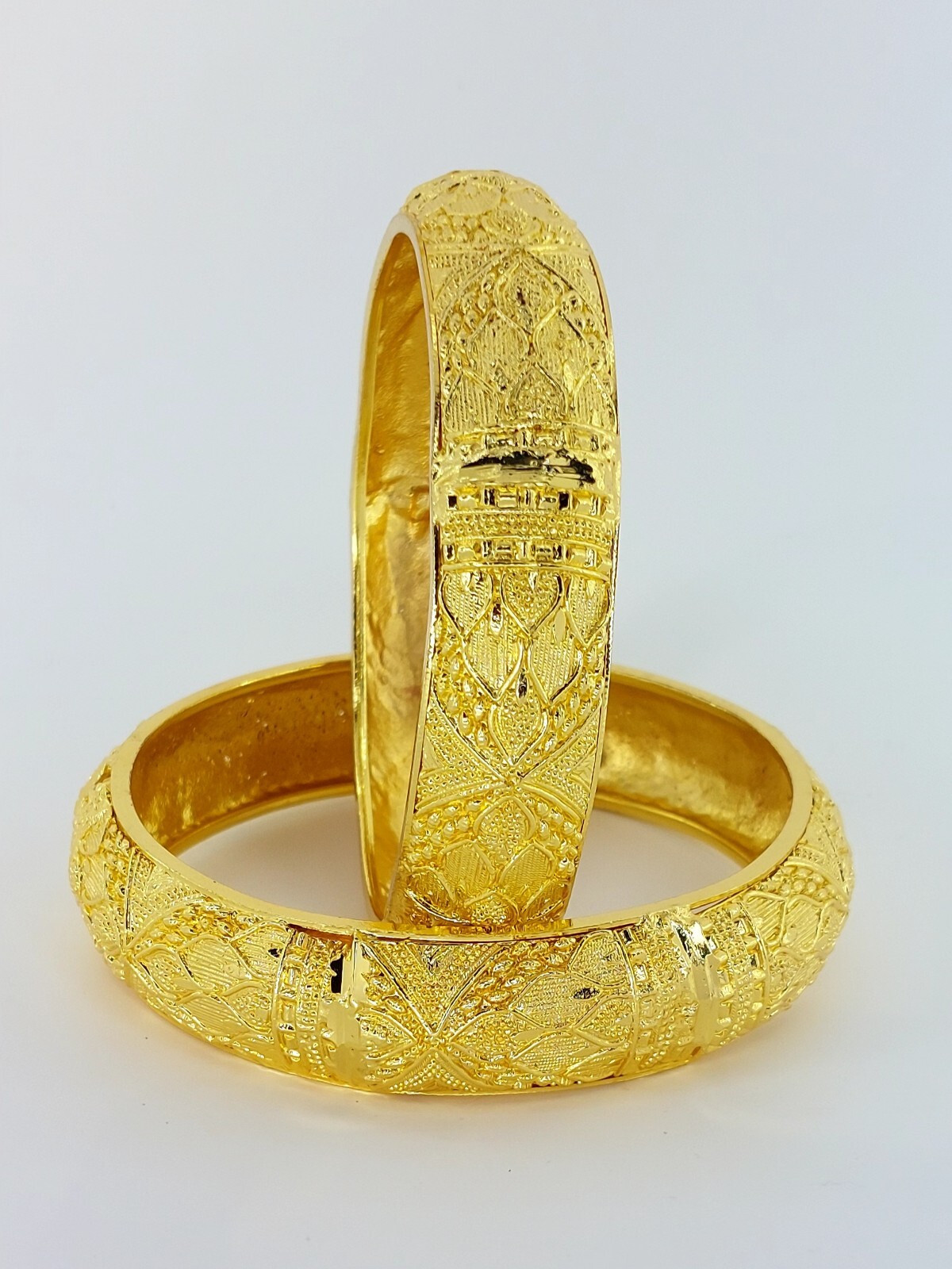 GOLD PLATED STUNNING THICK CHURRI KARRA BANGEL BRACELET SET NEW MODREN DESIGN