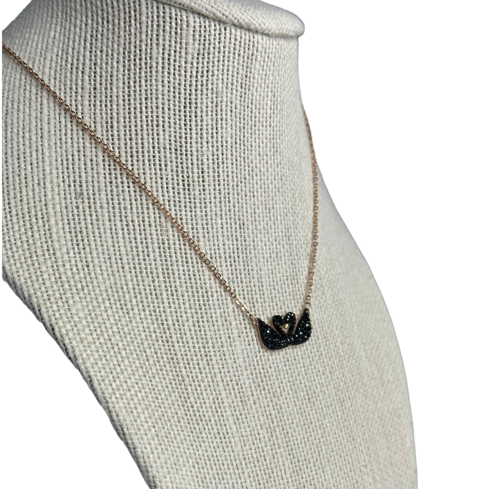 Swarovski Iconic Swan Necklace Double Swan, Black, Rose Gold