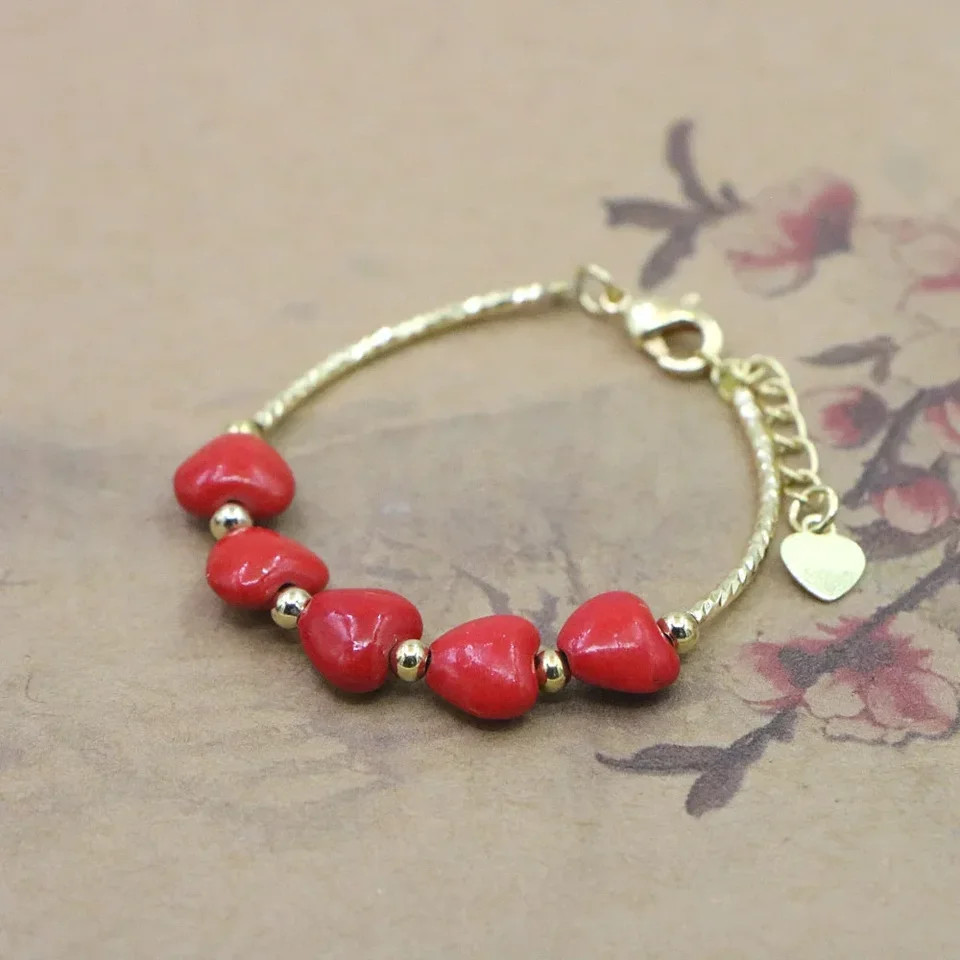 Baby Girls Bracelet Natural Stone Bead Lobster Clasp Charm Jewelry Adjustable