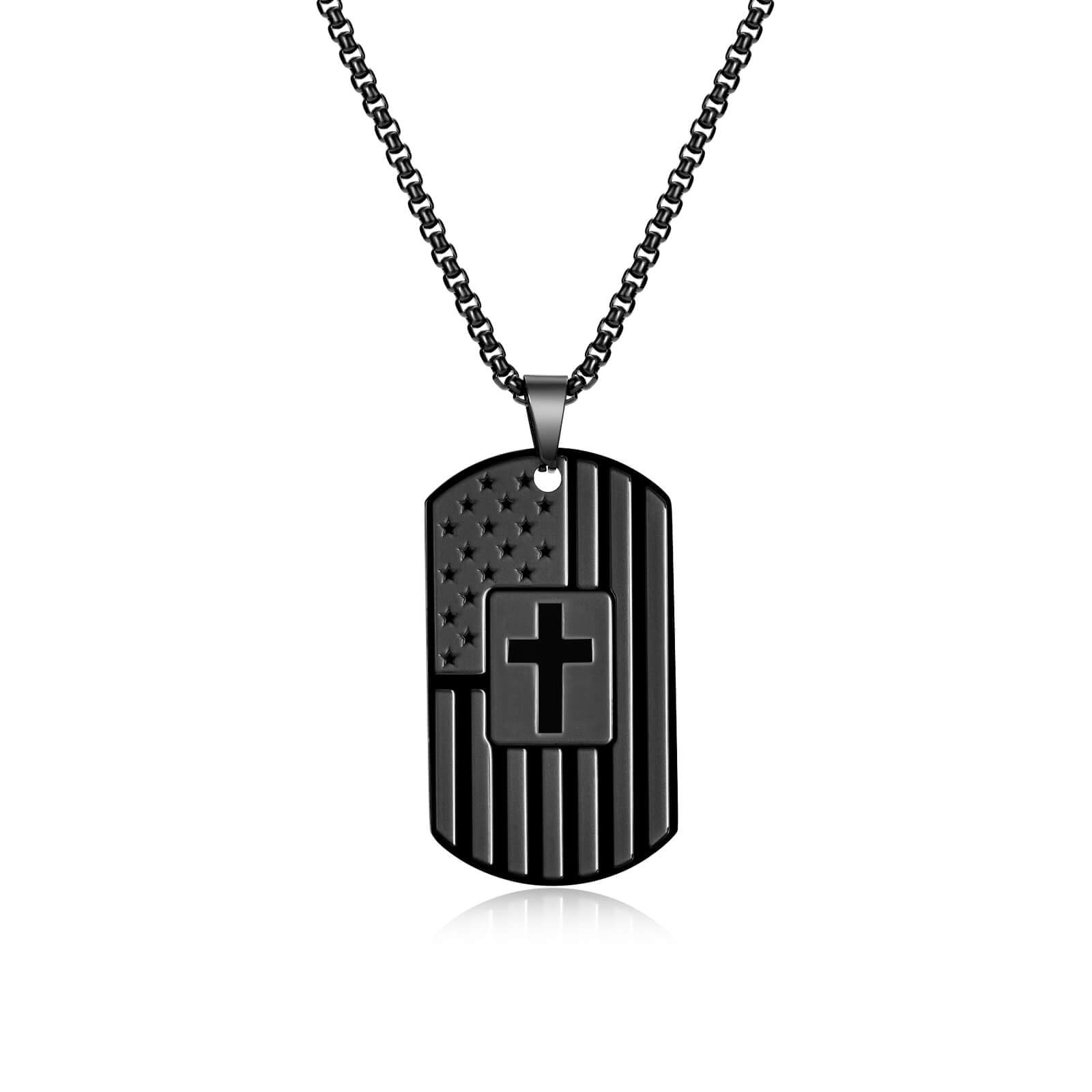 To My Son Dog Tag Cross Necklace from Mom for Birthday Graduation Gift