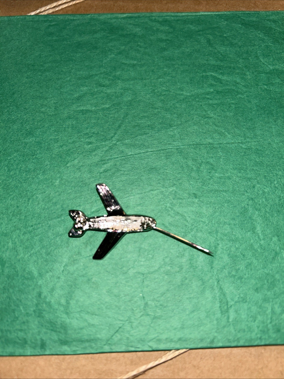Vintage Airplane Silver Tone Broche/Pin With Crystals Costume Jewelry