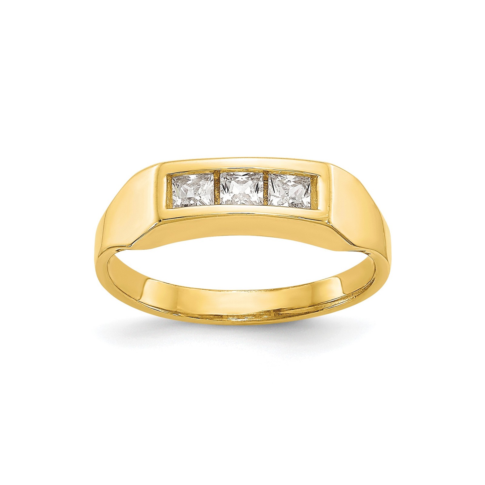 10k Polished 3-Stone CZ Size 3 Baby / Childs Channel Ring Womens