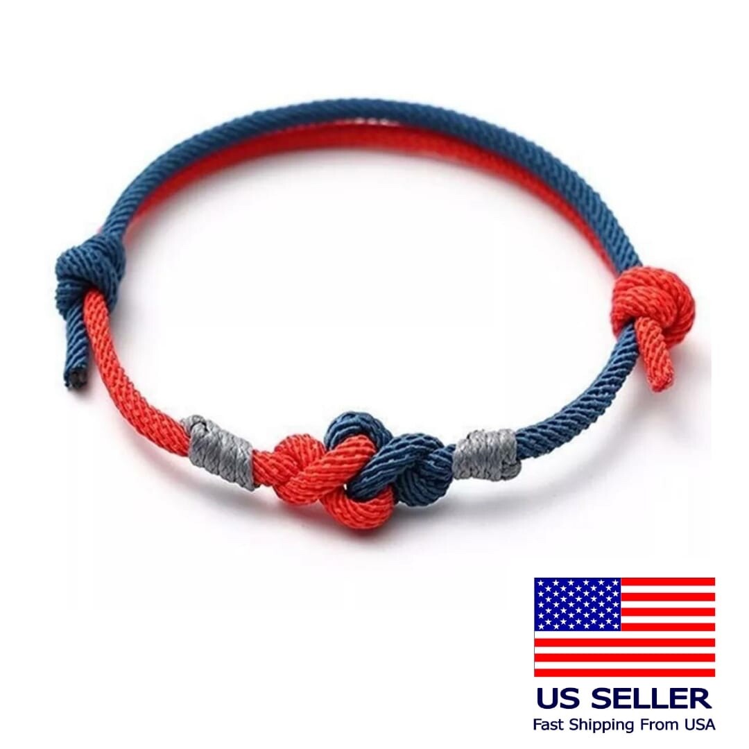 Adjustable Knitted Rope Milan Nylon Cord Lucky Knot Bracelet for Men and Women